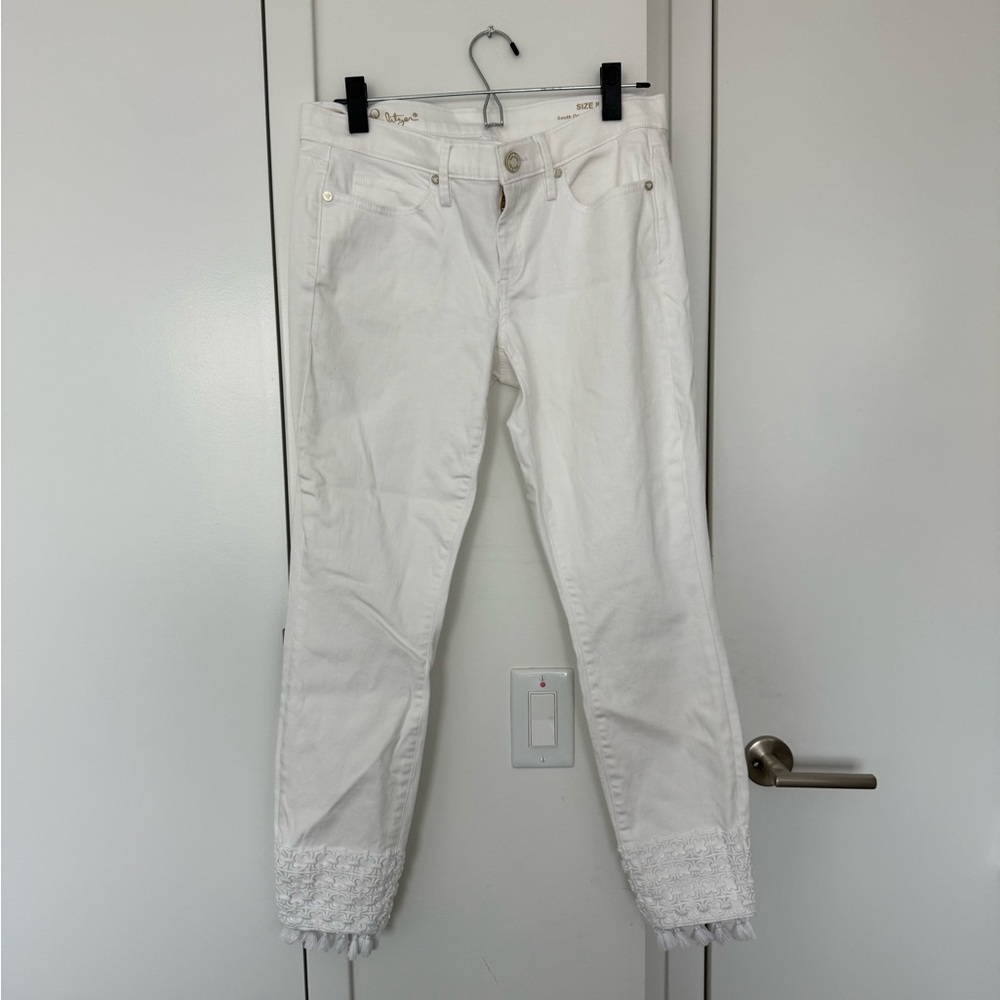 Lilly Pulitzer South Ocean Skinny Crop White Ankle Jeans size 8 - worn once